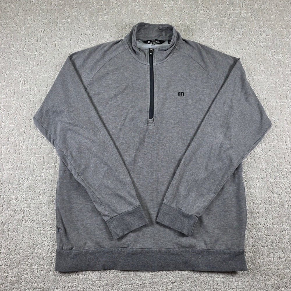 TravisMathew Mens Large Heather Grey Quarter Zip Long Sleeve Pullover Golf Fall